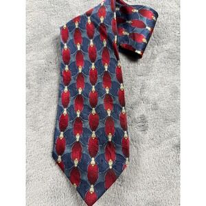 Vintage The Nature Conservancy Silk Tie Blue Red Pattern Conservation Collection